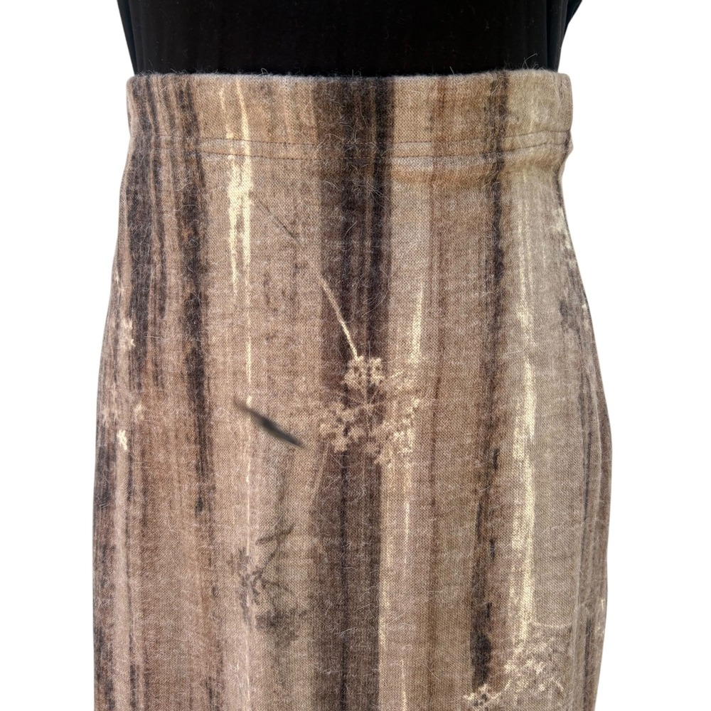 VTG Lapis Maxi Skirt M Brown Soft Wool Blend Floral Stripe A-Line Earthy Boho - Picture 4 of 6